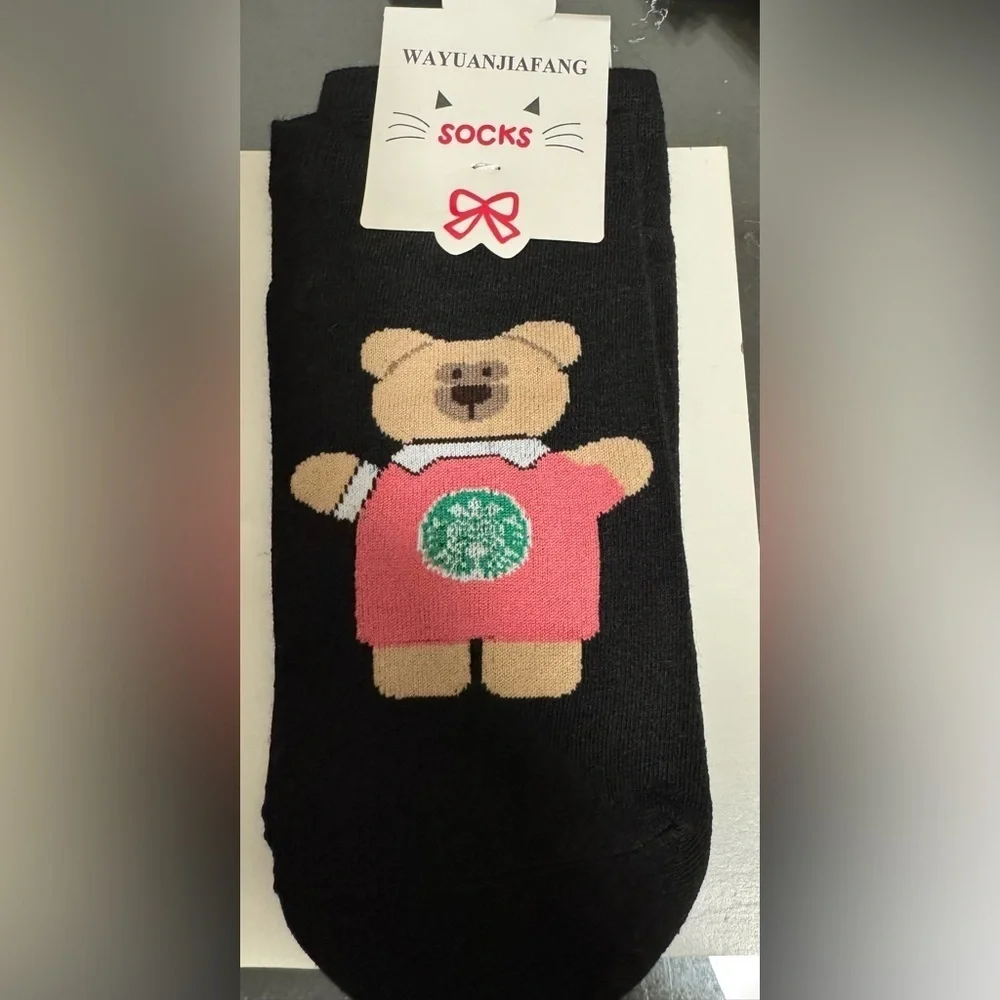 Latte Love: Starbucks Barista Bear - No Show Ankle Socks